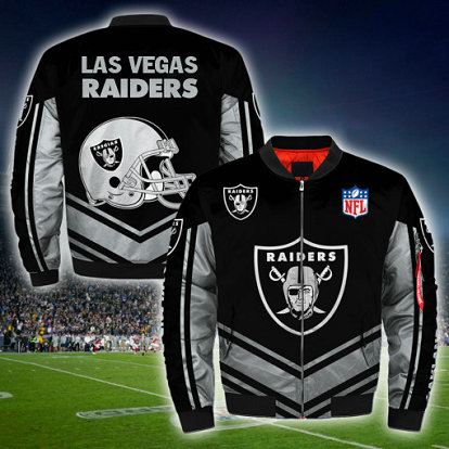 NFL Las Vegas Raiders Newest Bomber 3D Fullzip Custom Jacket-2