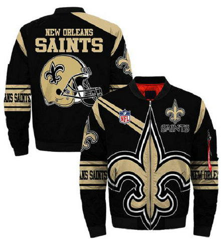 NFL New Orleans Saints Sublimated Fashion 3D Fullzip Jacket-2