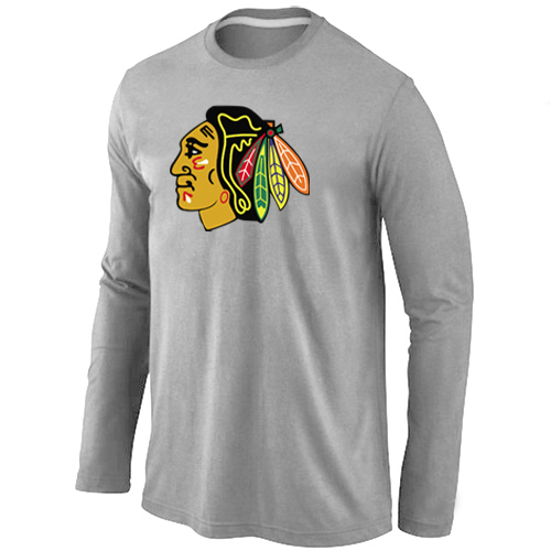 NHL Chicago Blackhawks Big & Tall Logo Grey Long Sleeve T-Shirt