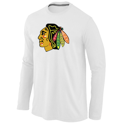 NHL Chicago Blackhawks Big & Tall Logo WHITE Long Sleeve T-Shirt