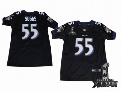 NIKE Baltimore Ravens #55 Terrell Suggs black Elite 2013 Super Bowl XLVII Jersey