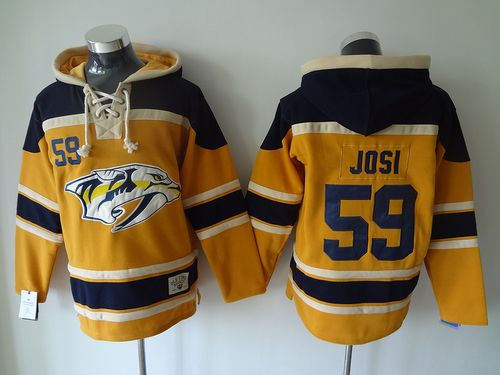 Nashville Predators 59 Roman Josi Yellow Sawyer Hooded Sweatshirt NHL Jersey