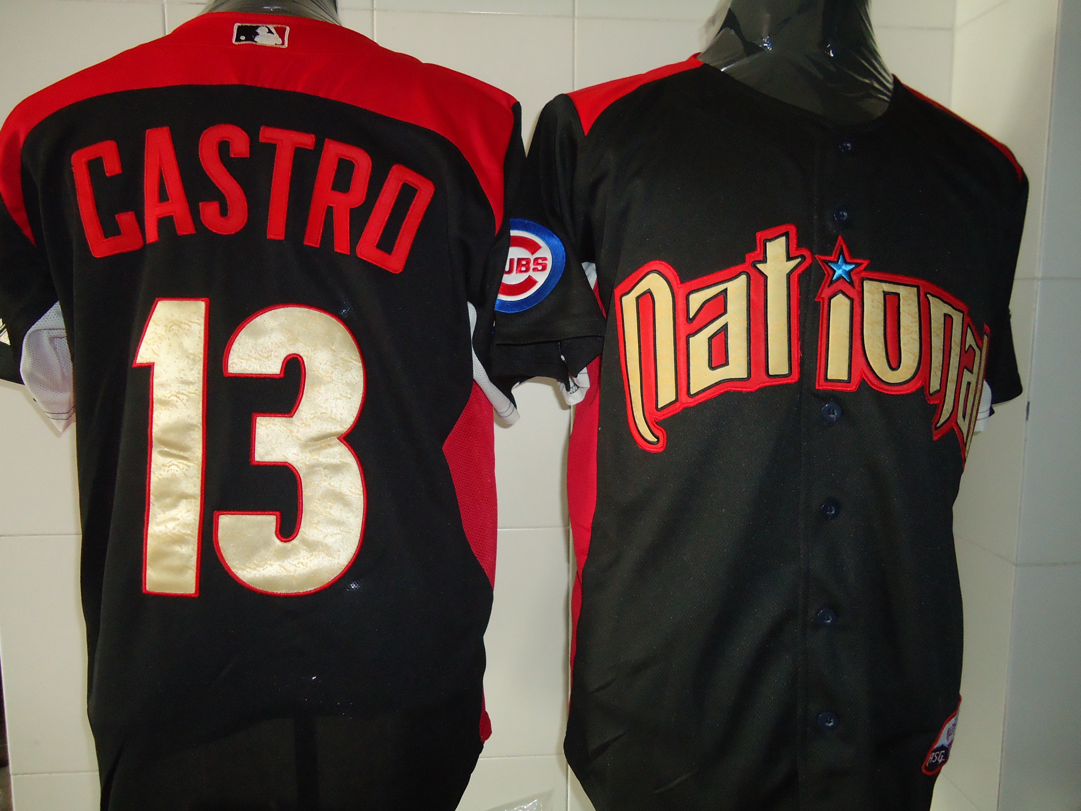National League Chicago Cubs #13 Starlin castro 2011 all star black jerseys