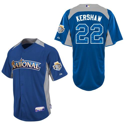 National League Los Angeles Dodgers 22# Clayton Kershaw 2012 All-Star  d.k blue Jersey