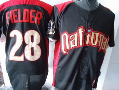 National League Milwaukee Brewers #28 Prince Fielder 2011 all star black jerseys