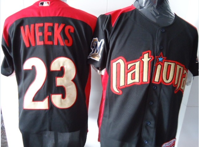 National League Milwaukee Brewers 23# Weeks 2011 all star black jerseys