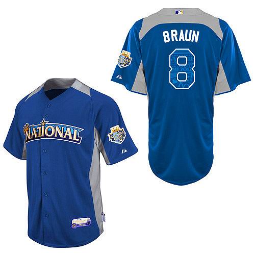 National League Milwaukee Brewers 8# Ryan Braun 2012 All-Star  d.k blue Jersey