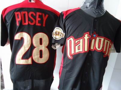 National League San Francisco Giants #28 Buster Posey 2011 All-Star black Jerseys