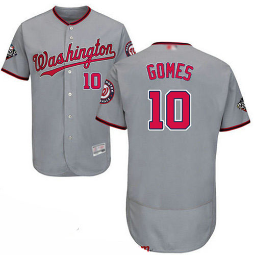 Nationals #10 Yan Gomes Grey Flexbase Authentic Collection 2019 World Series Bound Stitched Baseball Jersey