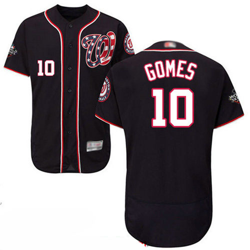 Nationals #10 Yan Gomes Navy Blue Flexbase Authentic Collection 2019 World Series Bound Stitched Baseball Jersey