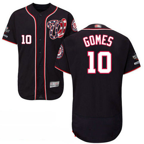 Nationals #10 Yan Gomes Navy Blue Flexbase Authentic Collection 2019 World Series Champions Stitched Baseball Jersey