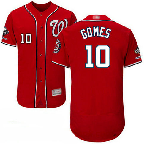 Nationals #10 Yan Gomes Red Flexbase Authentic Collection 2019 World Series Champions Stitched Baseball Jersey