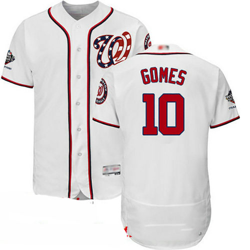 Nationals #10 Yan Gomes White Flexbase Authentic Collection 2019 World Series Champions Stitched Baseball Jersey