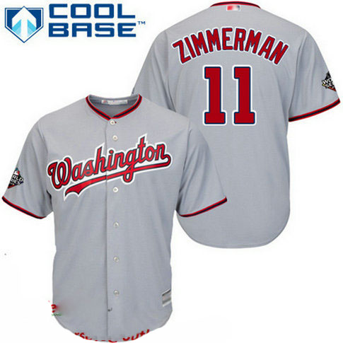 Nationals #11 Ryan Zimmerman Grey Cool Base 2019 World Series Bound Stitched Youth Baseball Jersey