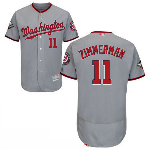 Nationals #11 Ryan Zimmerman Grey Flexbase Authentic Collection 2019 World Series Bound Stitched Baseball Jersey