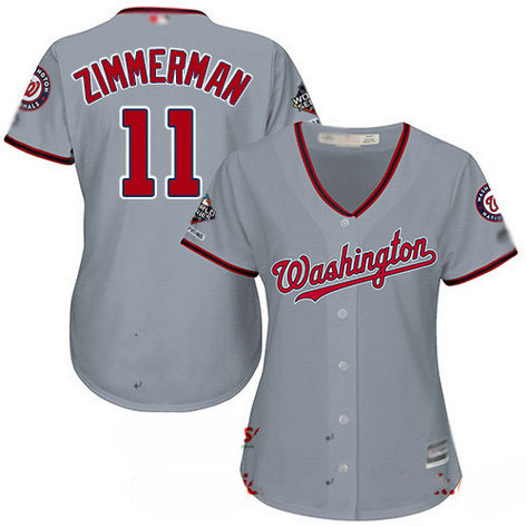 Nationals #11 Ryan Zimmerman Grey Road 2019 World Series Champions Women's Stitched Baseball Jersey