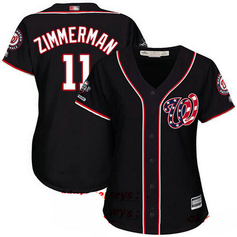 Nationals #11 Ryan Zimmerman Navy Blue Alternate 2019 World Series Champions Women's Stitched Baseball Jersey