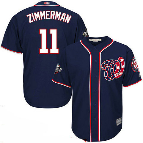 Nationals #11 Ryan Zimmerman Navy Blue Cool Base 2019 World Series Bound Stitched Youth Baseball Jersey