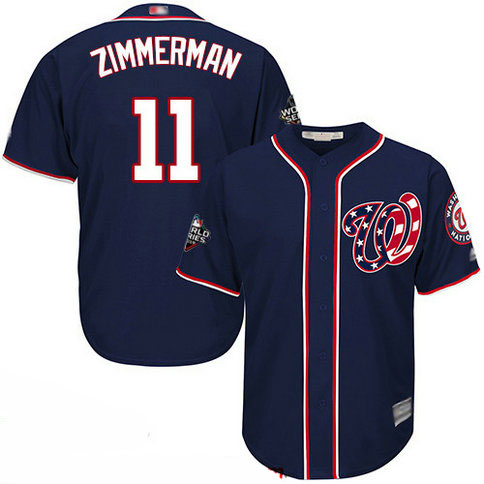 Nationals #11 Ryan Zimmerman Navy Blue New Cool Base 2019 World Series Bound Stitched Baseball Jersey