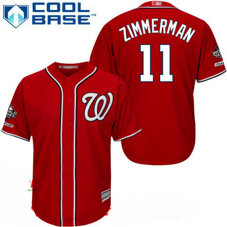 Nationals #11 Ryan Zimmerman Red New Cool Base 2019 World Series Champions Stitched Baseball Jersey