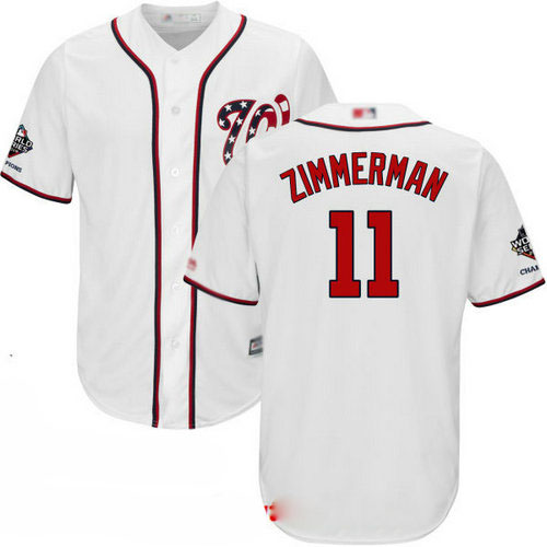Nationals #11 Ryan Zimmerman White Cool Base 2019 World Series Champions Stitched Youth Baseball Jersey