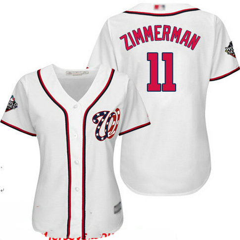 Nationals #11 Ryan Zimmerman White Home 2019 World Series Bound Women's Stitched Baseball Jersey