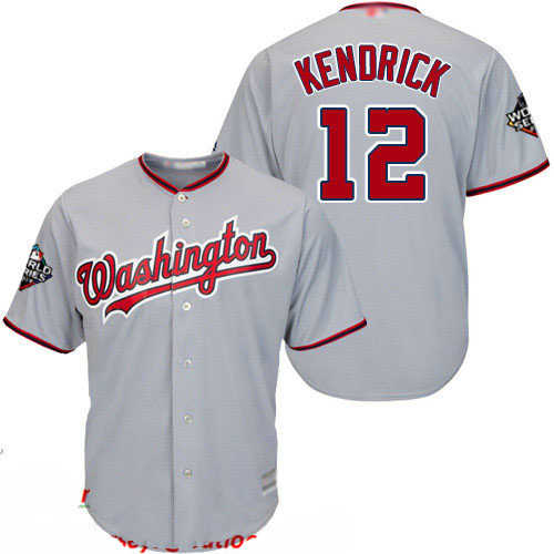 Nationals #12 Howie Kendrick Grey Cool Base 2019 World Series Bound Stitched Baseball Jersey
