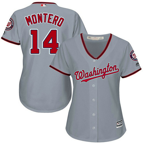 Nationals #14 Miguel Montero Grey Road Women's Stitched MLB Jersey_1