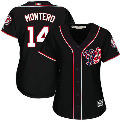 Nationals #14 Miguel Montero Navy Blue Alternate Women's Stitched MLB Jersey_1