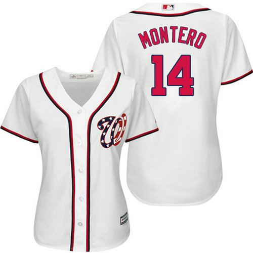 Nationals #14 Miguel Montero White Home Women's Stitched MLB Jersey_1