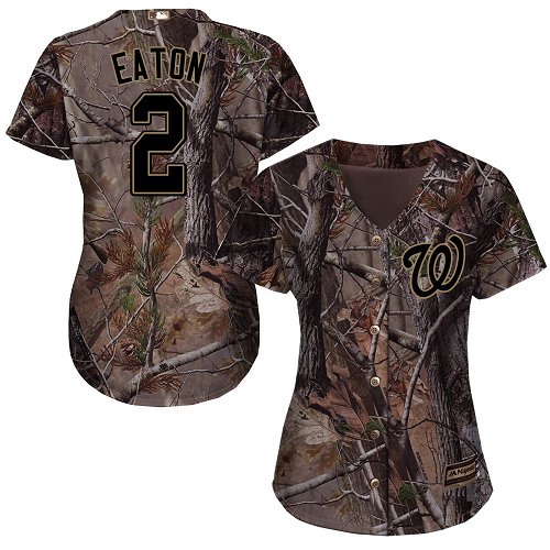 Nationals #2 Adam Eaton Camo Realtree Collection Cool Base Women's Stitched Baseball Jersey