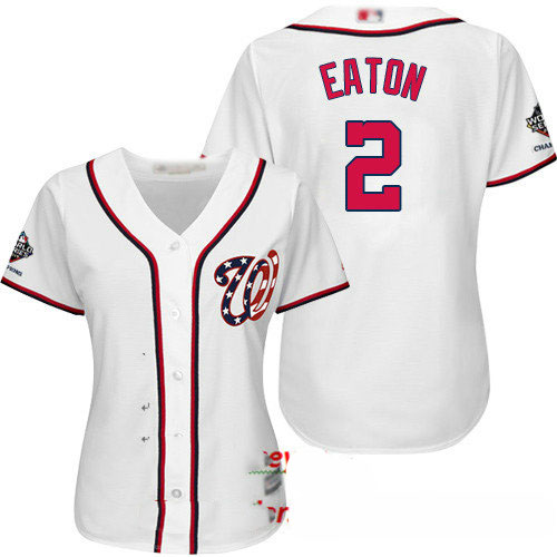 Nationals #2 Adam Eaton White Home 2019 World Series Champions Women's Stitched Baseball Jersey