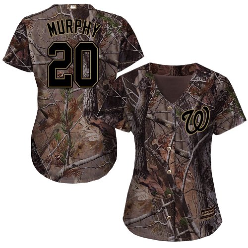 Nationals #20 Daniel Murphy Camo Realtree Collection Cool Base Women's Stitched Baseball Jersey
