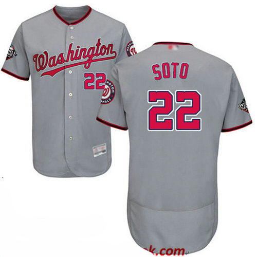 Nationals #22 Juan Soto Grey Flexbase Authentic Collection 2019 World Series Bound Stitched Baseball Jersey