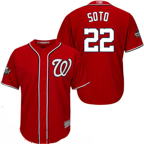 Nationals #22 Juan Soto Red Cool Base 2019 World Series Bound Stitched Youth Baseball Jersey