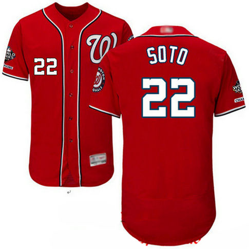 Nationals #22 Juan Soto Red Flexbase Authentic Collection 2019 World Series Champions Stitched Baseball Jersey