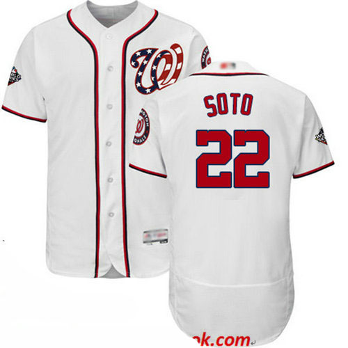 Nationals #22 Juan Soto White Flexbase Authentic Collection 2019 World Series Bound Stitched Baseball Jersey