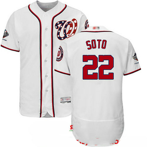 Nationals #22 Juan Soto White Flexbase Authentic Collection 2019 World Series Champions Stitched Baseball Jersey