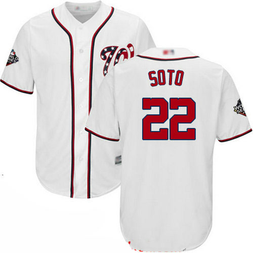 Nationals #22 Juan Soto White New Cool Base 2019 World Series Bound Stitched Baseball Jersey