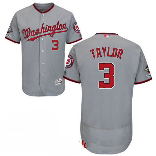 Nationals #3 Michael Taylor Grey Flexbase Authentic Collection 2019 World Series Champions Stitched Baseball Jersey