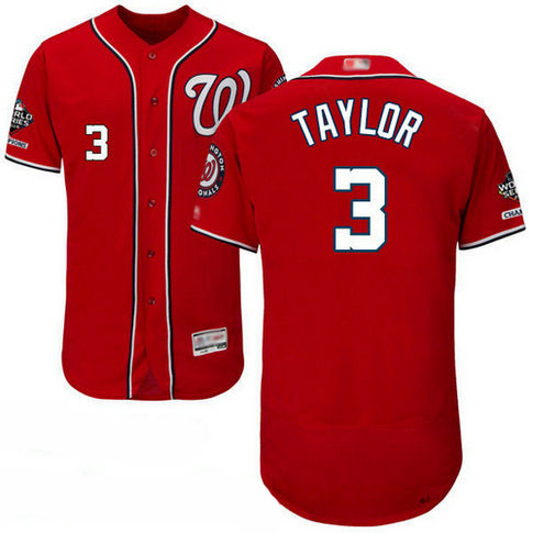 Nationals #3 Michael Taylor Red Flexbase Authentic Collection 2019 World Series Champions Stitched Baseball Jersey