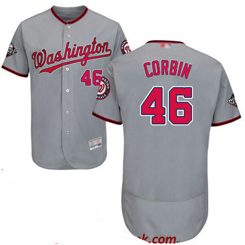 Nationals #46 Patrick Corbin Grey Flexbase Authentic Collection 2019 World Series Bound Stitched Baseball Jersey