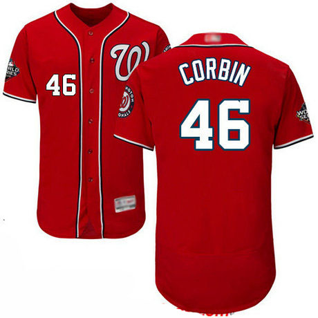 Nationals #46 Patrick Corbin Red Flexbase Authentic Collection 2019 World Series Bound Stitched Baseball Jersey