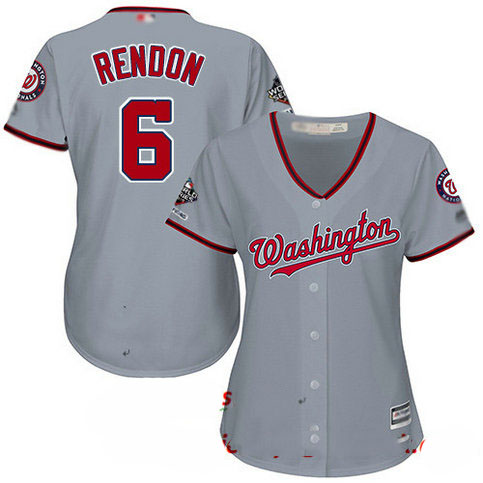 Nationals #6 Anthony Rendon Grey Road 2019 World Series Champions Women's Stitched Baseball Jersey