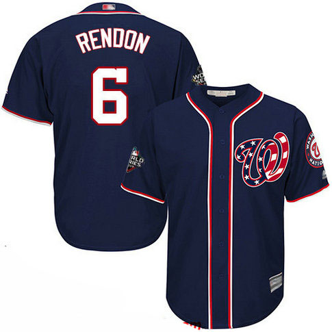 Nationals #6 Anthony Rendon Navy Blue Cool Base 2019 World Series Bound Stitched Youth Baseball Jersey