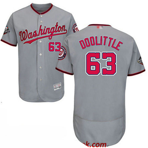Nationals #63 Sean Doolittle Grey Flexbase Authentic Collection 2019 World Series Bound Stitched Baseball Jersey