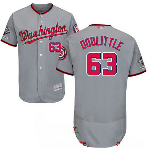 Nationals #63 Sean Doolittle Grey Flexbase Authentic Collection 2019 World Series Champions Stitched Baseball Jersey