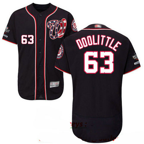 Nationals #63 Sean Doolittle Navy Blue Flexbase Authentic Collection 2019 World Series Champions Stitched Baseball Jersey