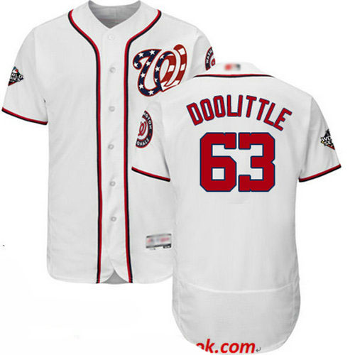 Nationals #63 Sean Doolittle White Flexbase Authentic Collection 2019 World Series Bound Stitched Baseball Jersey