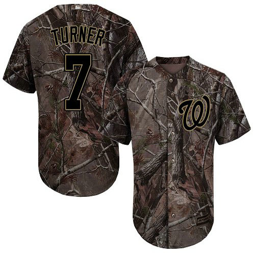 Nationals #7 Trea Turner Camo Realtree Collection Cool Base Stitched Youth Baseball Jersey